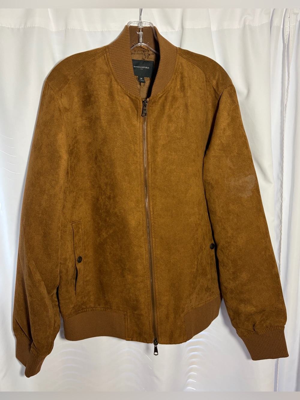 BANANA REPUBLIC Vegan Suede Bomber Jacket size M in Dark Acorn